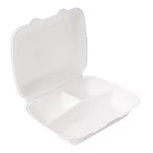 Contenitori 3 scomparti bionic 950 ml 23x18x7,3 cm bianco bagassa (200 unità)