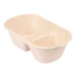 Scatole per cibo 2 scomparti bionic 1000 ml 22x12,9x6,85 cm naturale bagassa (500 unità)