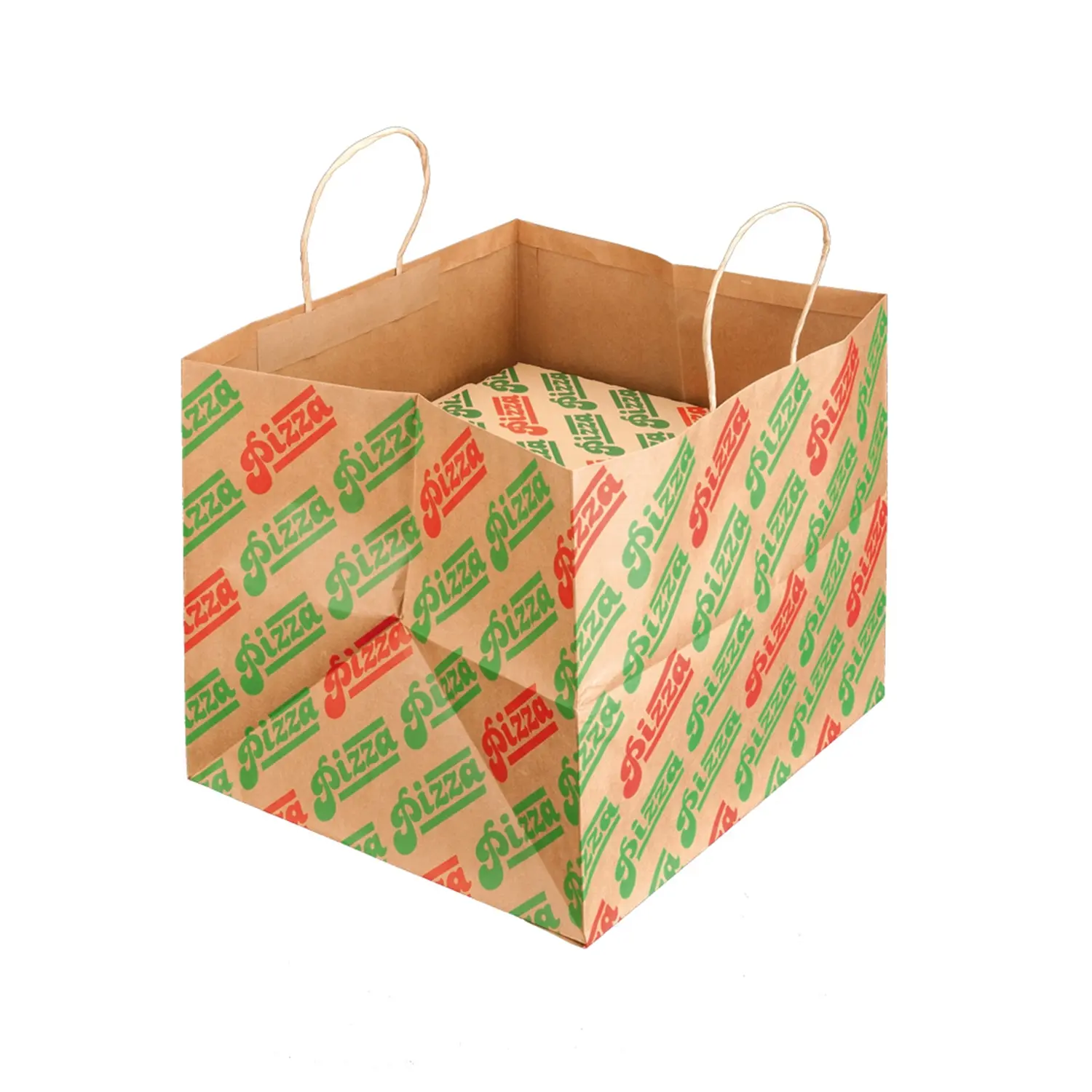 Sacchetti sos per scatole pizza 'pizza'  37+33x32 cm naturale kraft (100 unità)