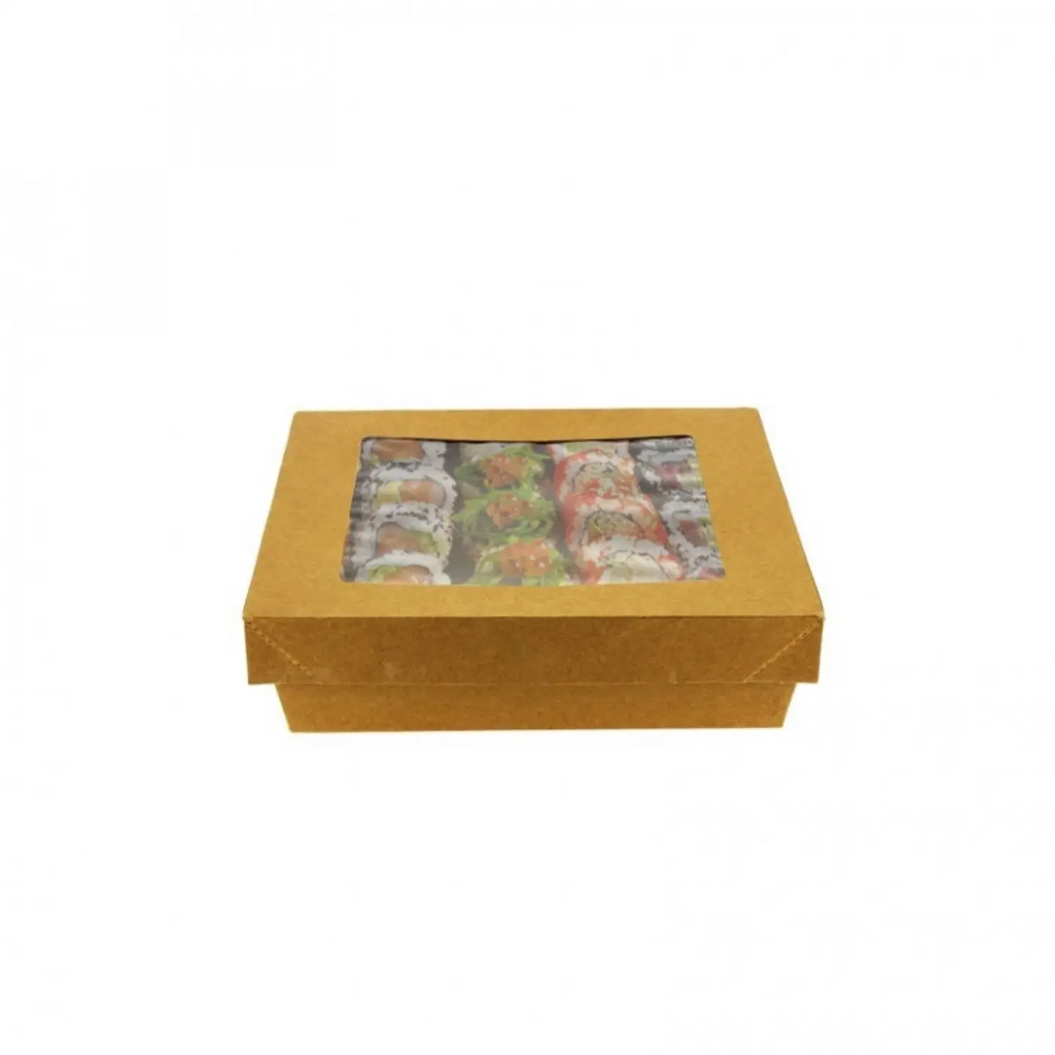 60 unidades. Embalagens de papelão kraft com janela (700cc) | Ref: 63310002C