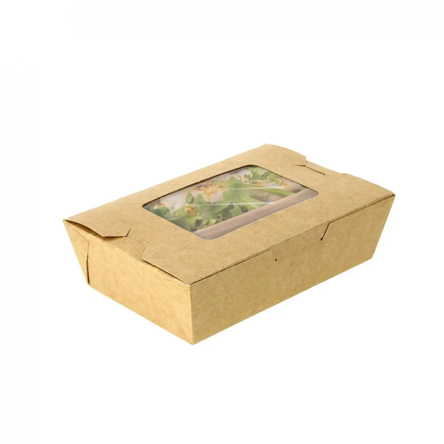 50 Uds. Ensaladera cartón kraft con ventana (500 cc) | Ref: 63310004C