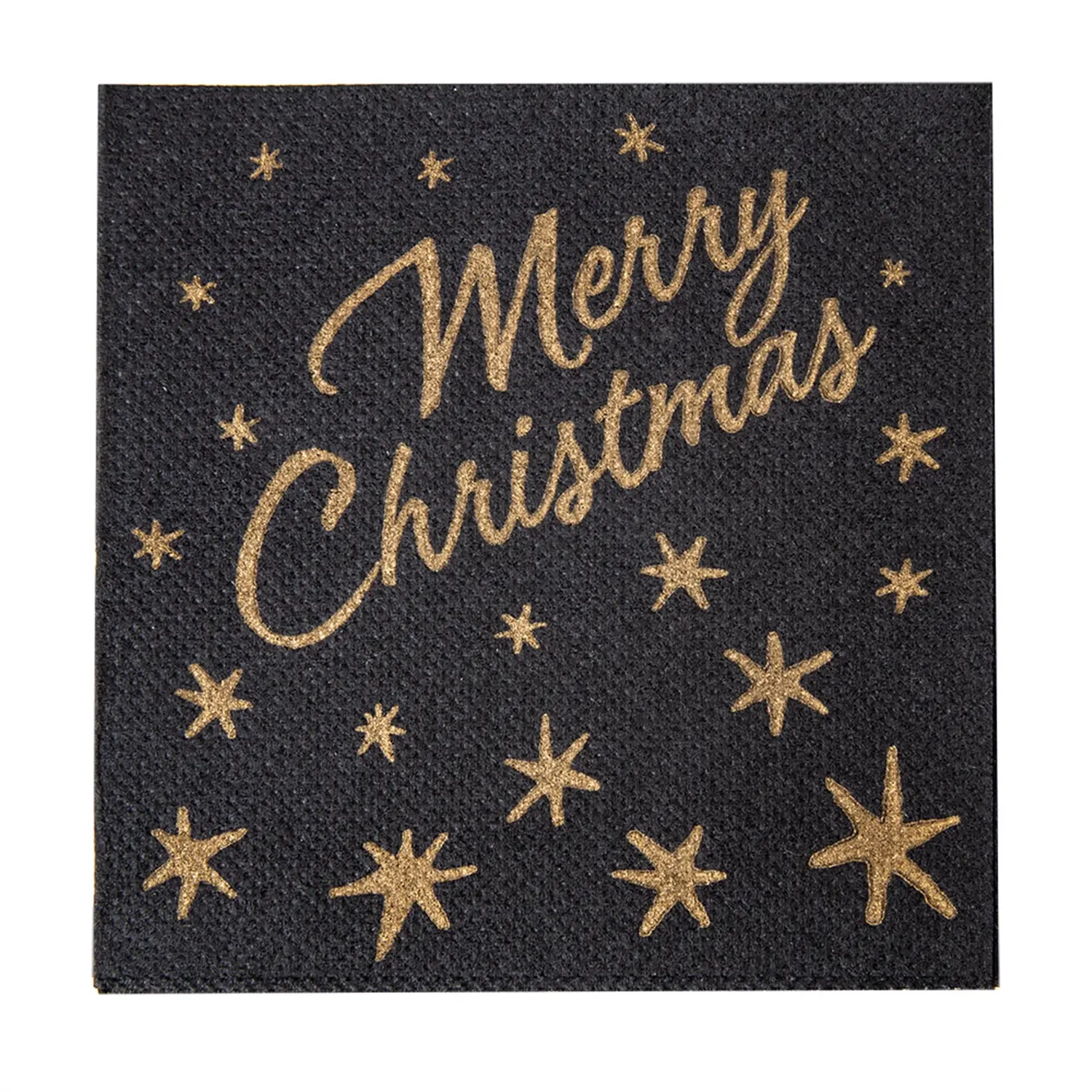 Tovaglioli "double point" ecolabel 'merry christmas'  18 g/m2 20x20 cm nero tissue (2400 unità)