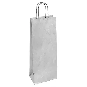 Sacchetti sos con manici 1 bottiglia  100 g/m2 14+8x40 cm argento kraft (250 unità)