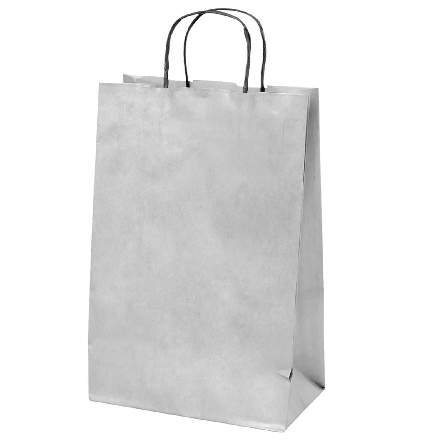 Sacchetti sos con manici 2 bottiglie  100 g/m2 18+10x39 cm argento kraft (250 unità)