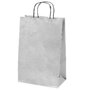 Sacchetti sos con manici 2 bottiglie  100 g/m2 18+10x39 cm argento kraft (250 unità)