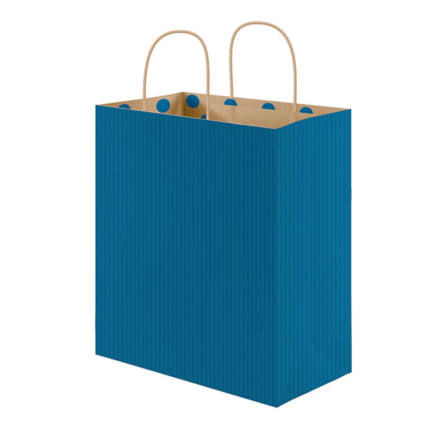 Sacchetti sos con manici- int. "pois"  80 g/m2 26+14x32 cm blu kraft (250 unità)