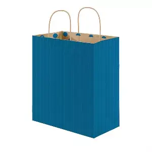Sacchetti sos con manici- int. "pois"  80 g/m2 26+14x32 cm blu kraft (250 unità)