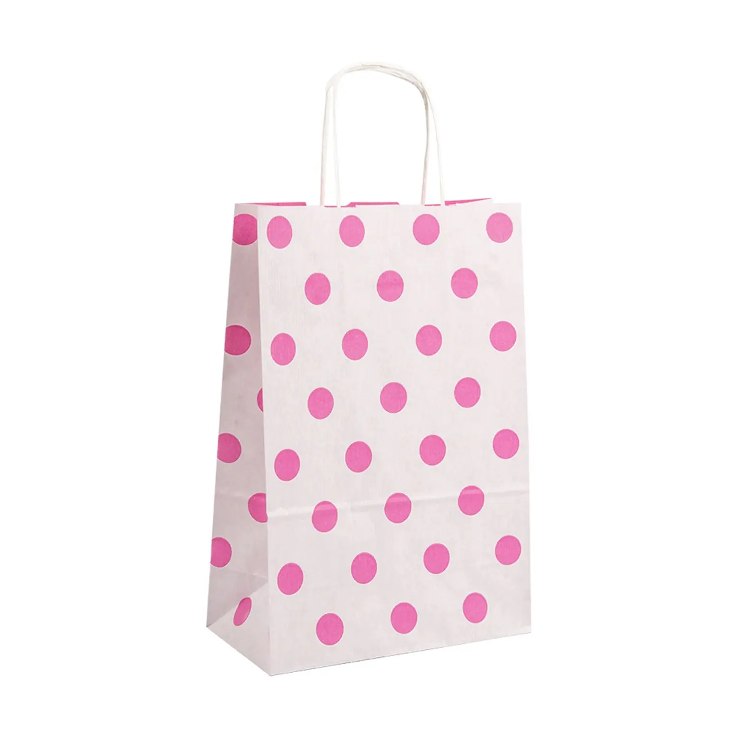 Sacchetti sos con manici - ext. "pois"  80 g/m2 26+14x32 cm fucsia cellulosa (250 unità)