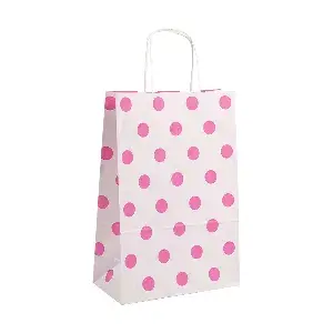 Sacchetti sos con manici - ext. "pois"  80 g/m2 26+14x32 cm fucsia cellulosa (250 unità)