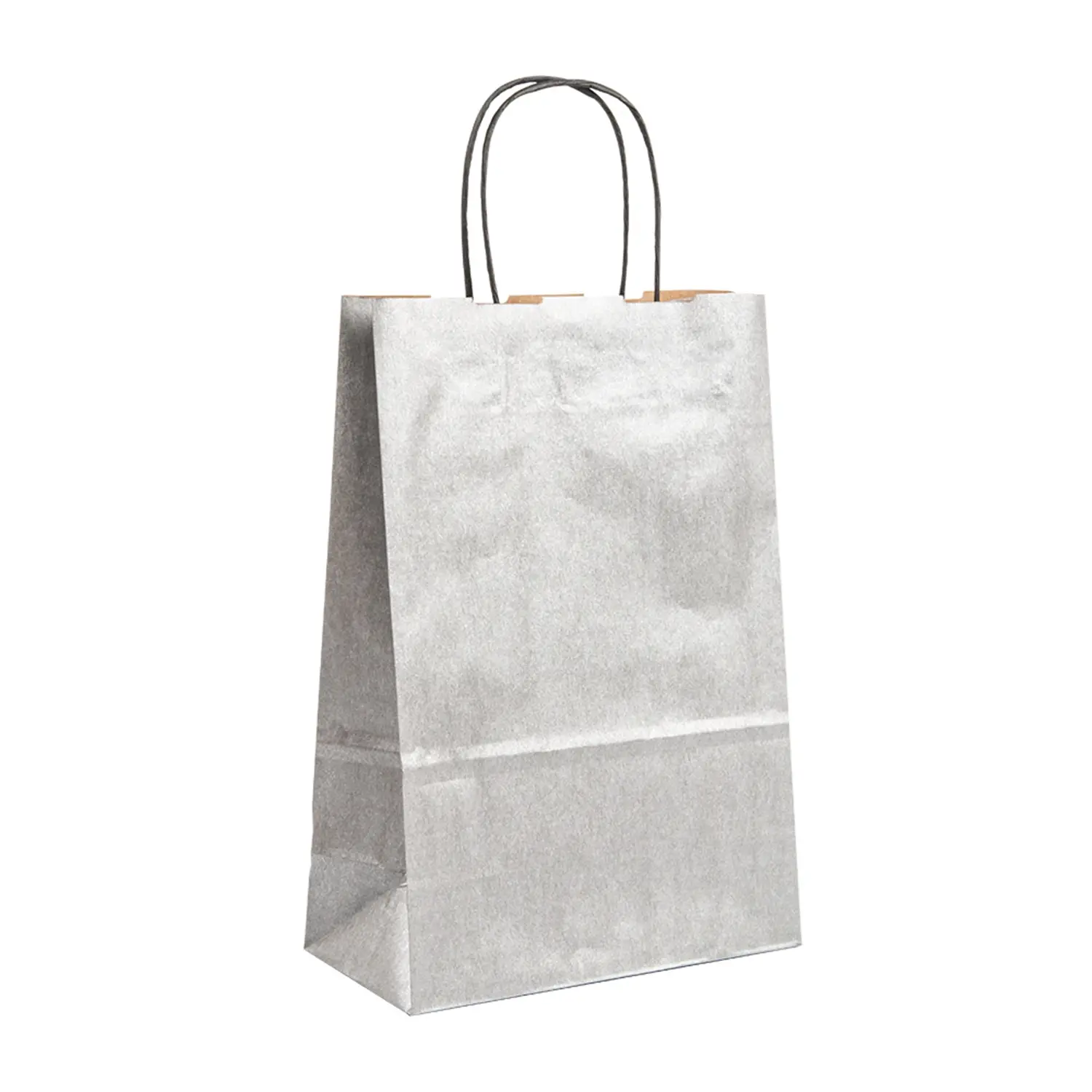 Sacchetti sos con manici  80 gr/m2 26+14x32 cm argento kraft (250 unità)