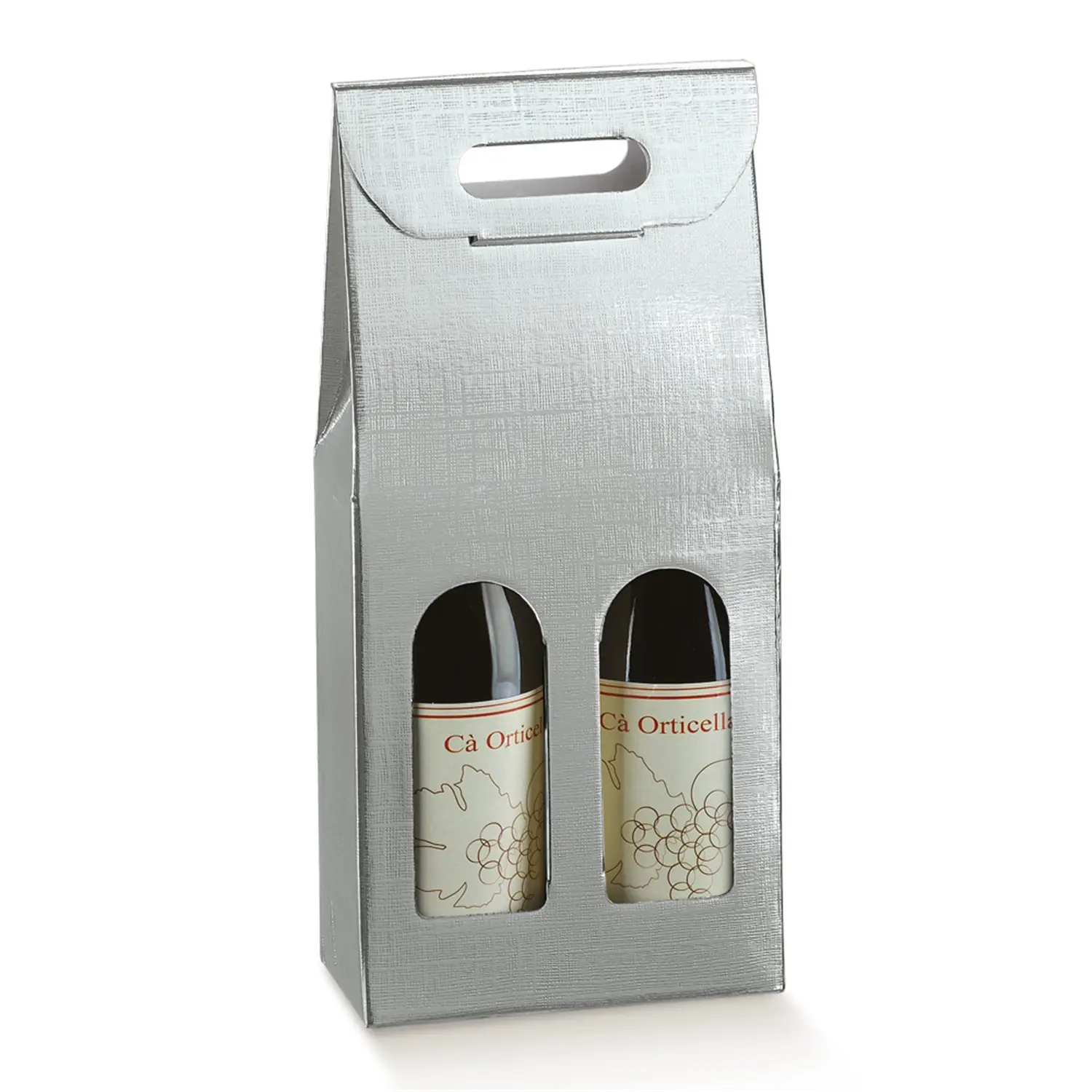 30 u. scatole 2 bottiglie  18x9x38,5 cm argento cartone (1 unità)