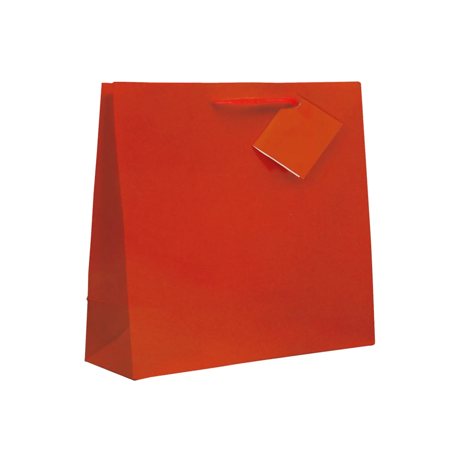 Sacchetti con manici in corda  150 g/m2 19+10x27 cm rosso cellulosa (100 unità)