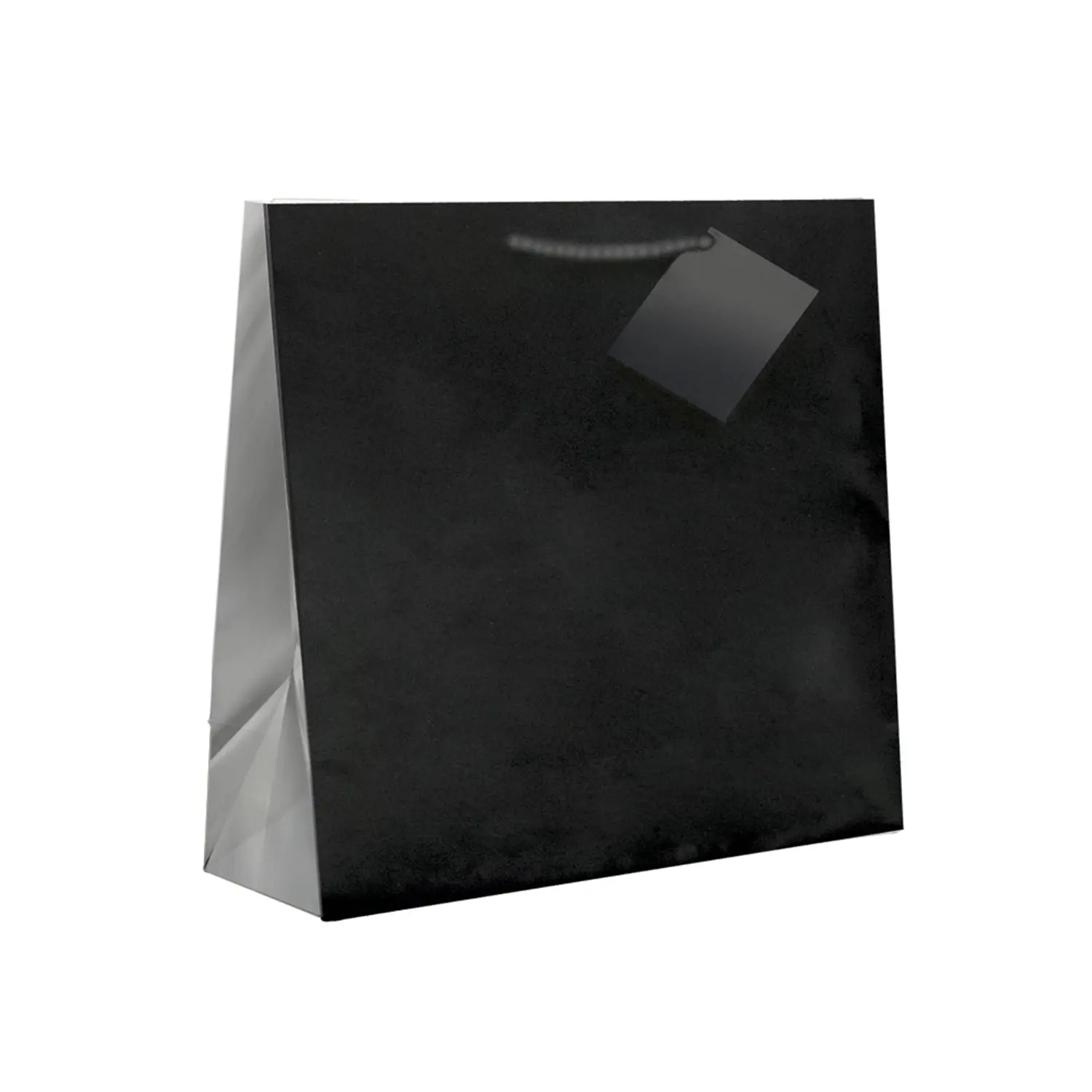 Sacchetti con manici in corda  150 g/m2 19+10x27 cm nero cellulosa (100 unità)