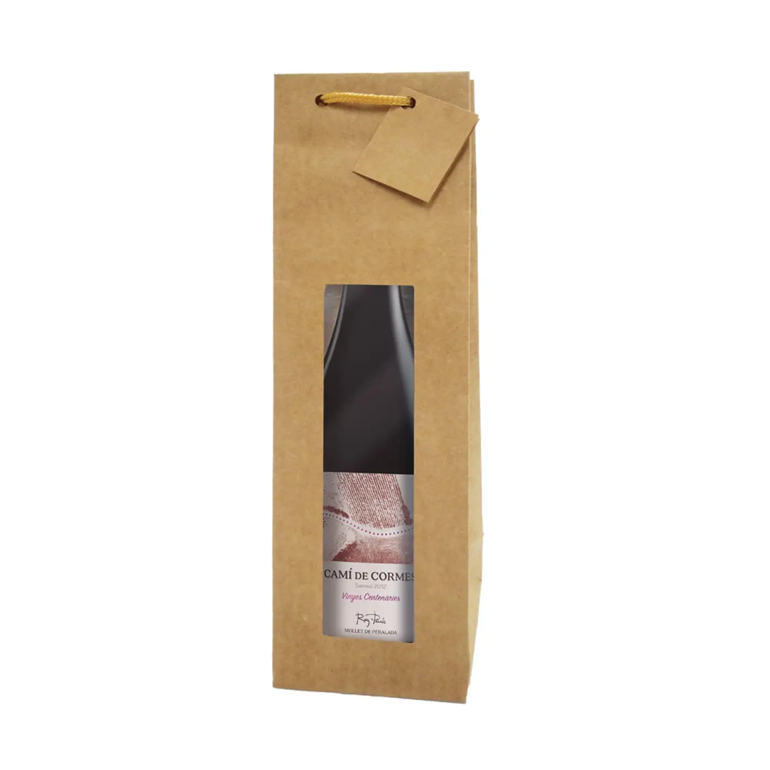 10 u. sachetti portabottiglie con finestra  175 g/m2 9,2+8,8x38 cm naturale kraft (10 unità)