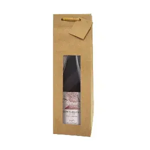 10 u. sachetti portabottiglie con finestra  175 g/m2 9,2+8,8x38 cm naturale kraft (10 unità)