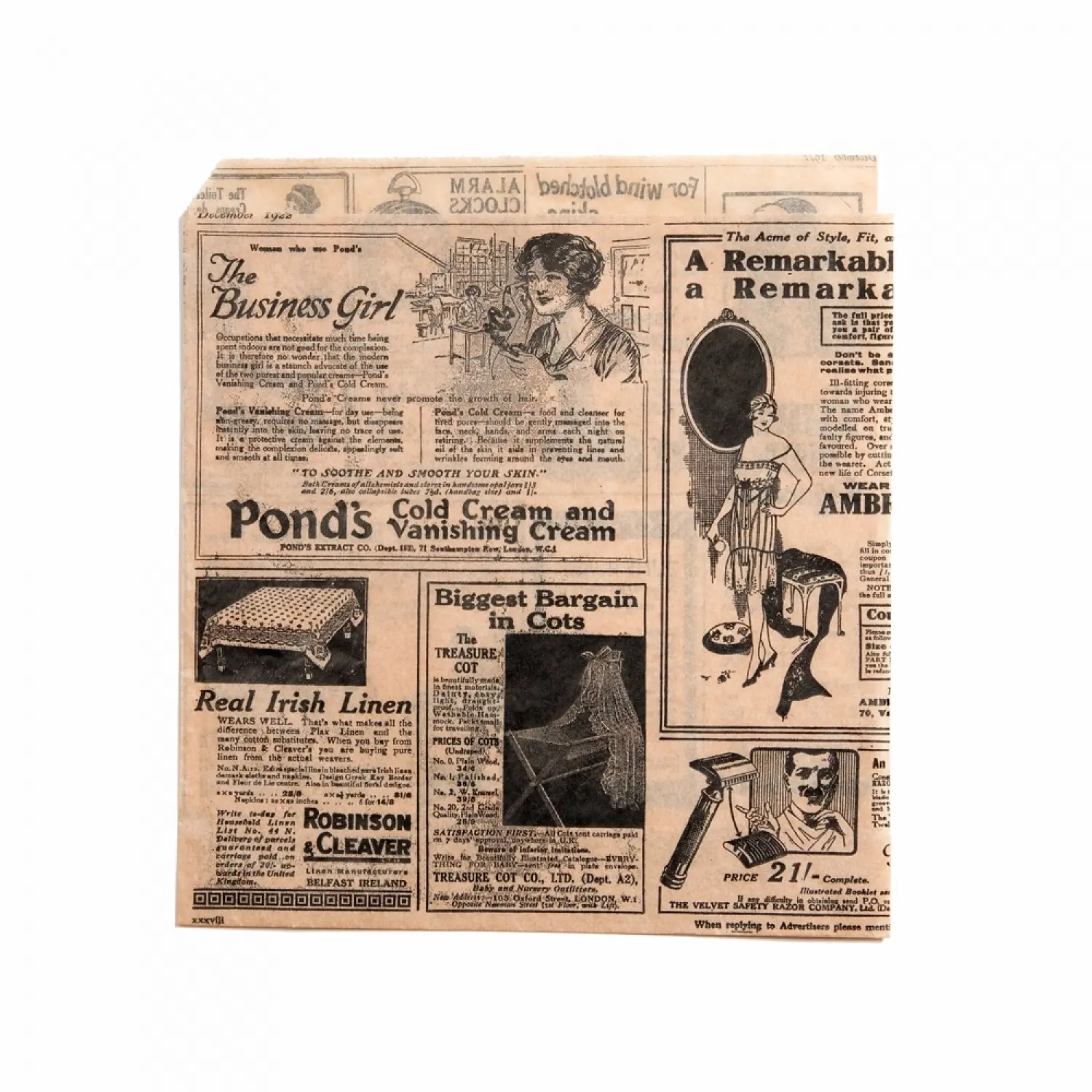 Papel anti-gordura aberto 2 lados fast food pfas free 'times' 34 g/m2 17x18 cm natural perg.anti-gordura (1000 unidade)