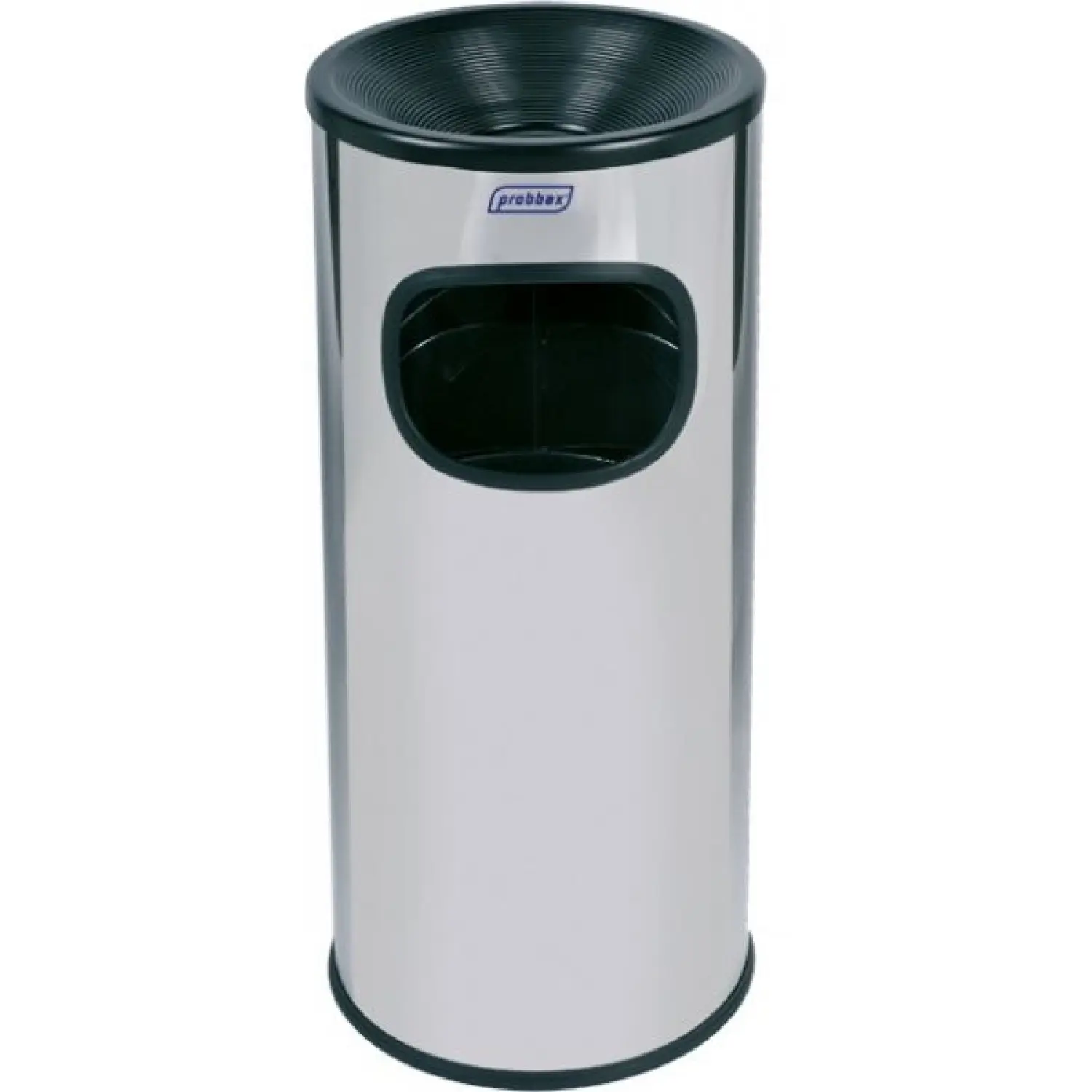 Papelera de interior con cenicero 30 L 25 cm Ø x 65 cm de alto Acero brillante