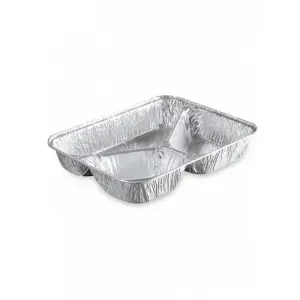 100 Barquette aluminium operculable 2 compartiments avec couvercle