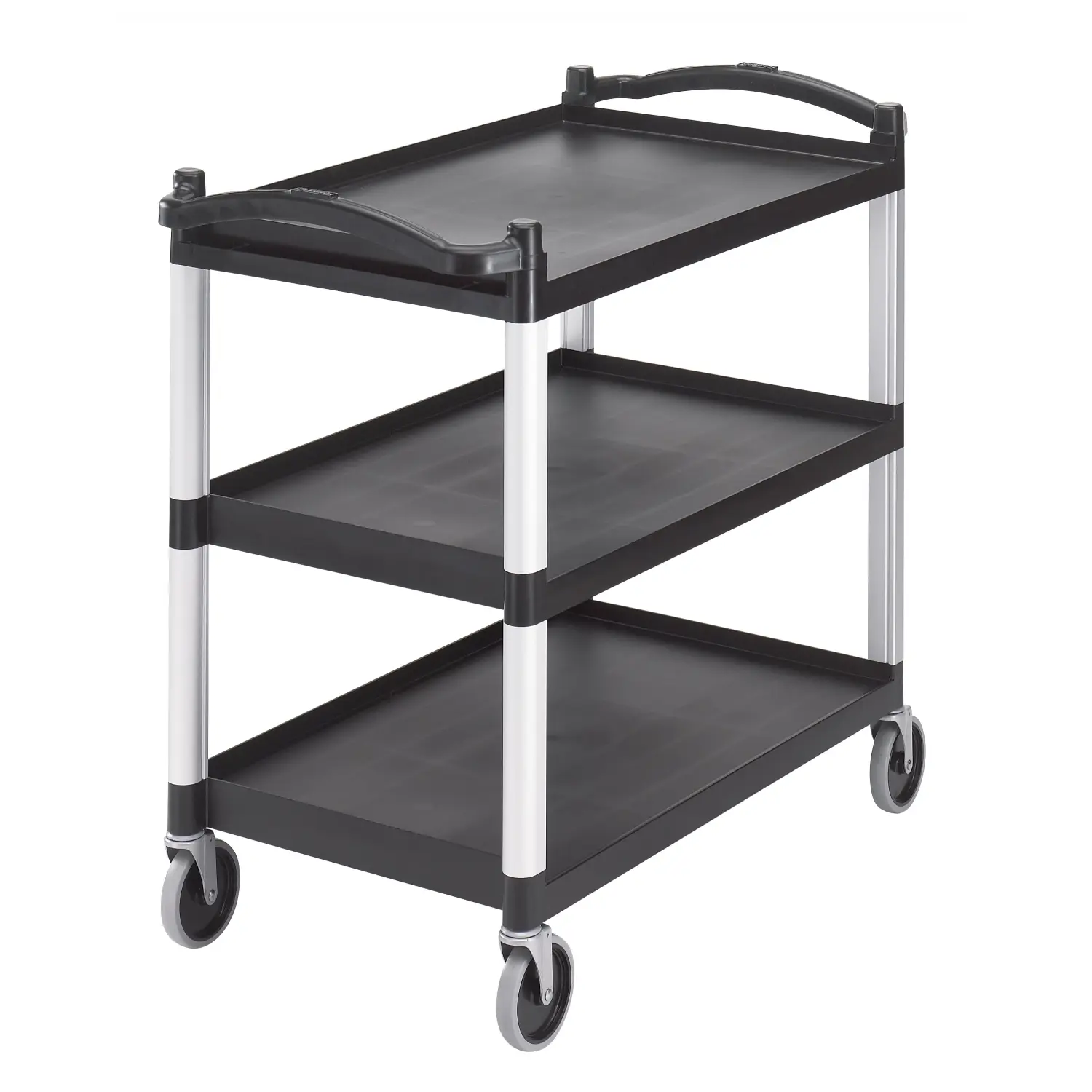 CARRO DE SERVICIO REFORZADO PANELABLE con 3 baldas de 80 x 52 cm 101,5 x 54 x 95 cm Negro (Paneles no incluidos)