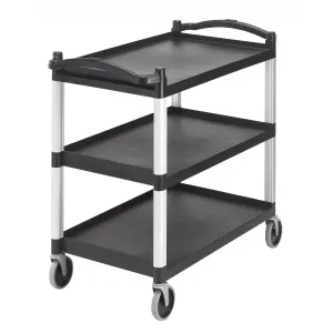 CARRO DE SERVICIO REFORZADO PANELABLE con 3 baldas de 80 x 52 cm 101,5 x 54 x 95 cm Negro (Paneles no incluidos)