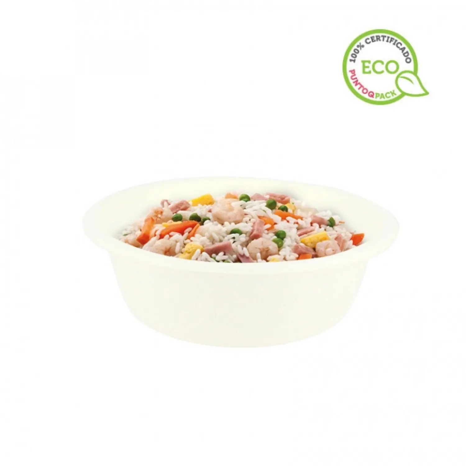 50 unidades. Tigela de fibra branca biodegradável compostável (350ml) | Ref: BOWL002BCO