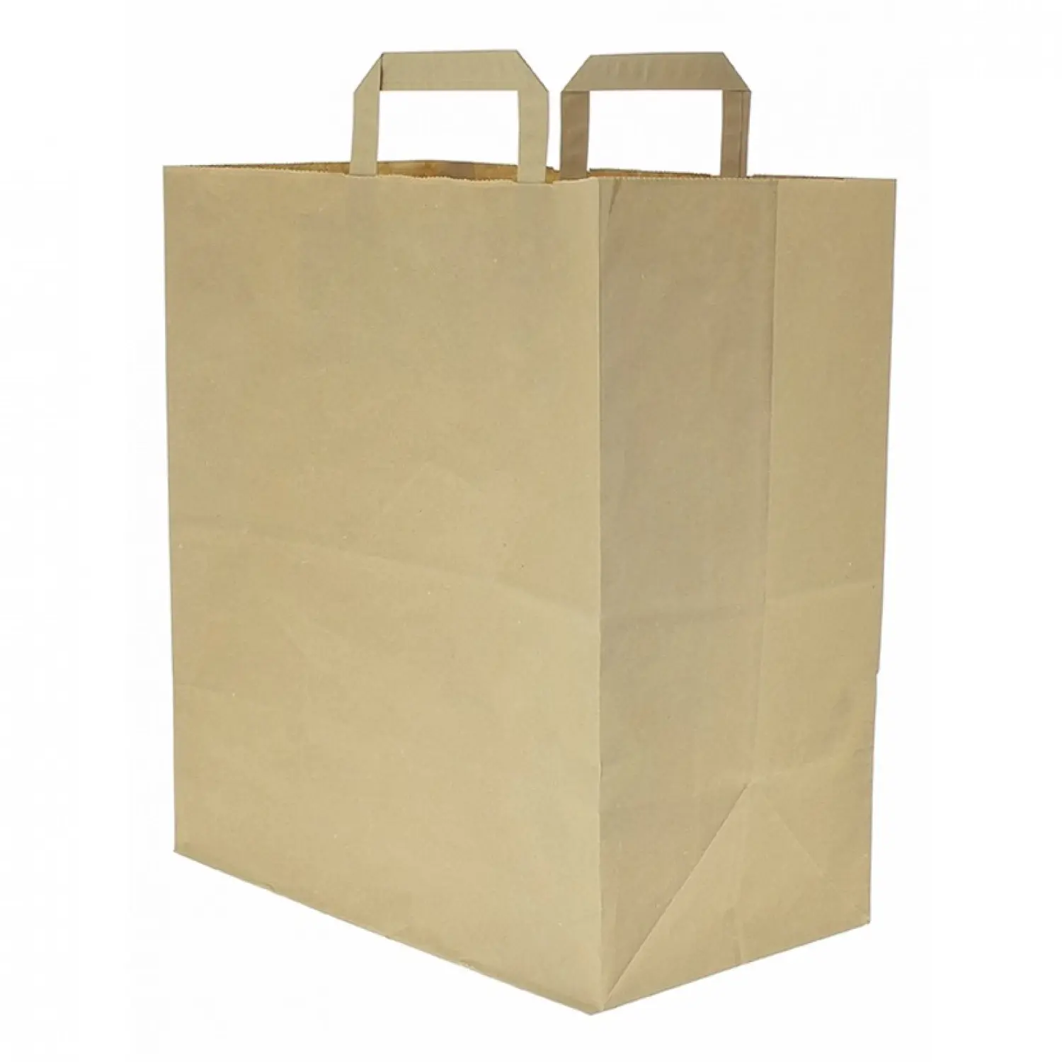 250 unidades. Sacos de papel kraft reciclado com alça plana (32+17x34cm) | Ref: BP10