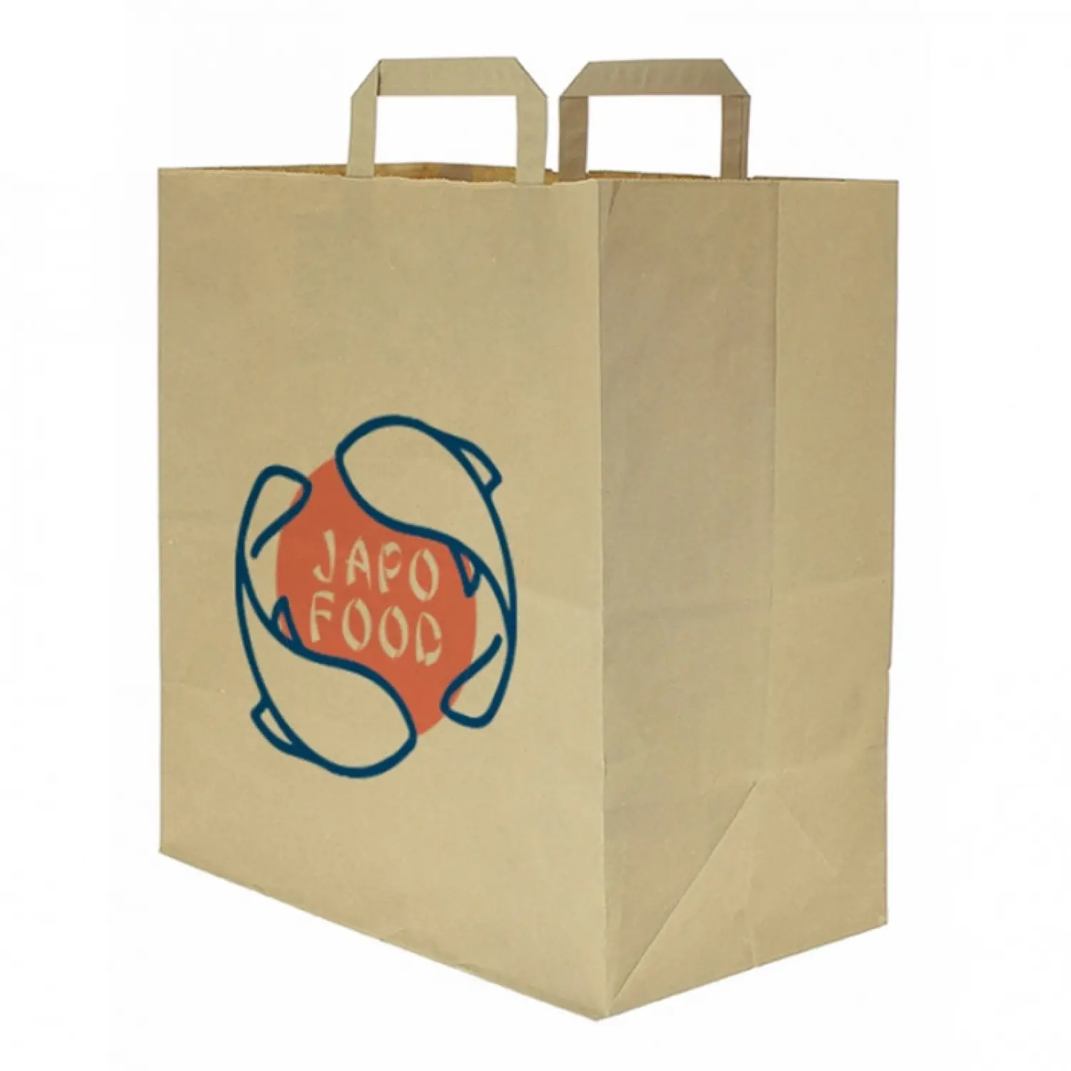 Saco de papel Kraft com alça plana (32+17x34cm) Impresso a cores