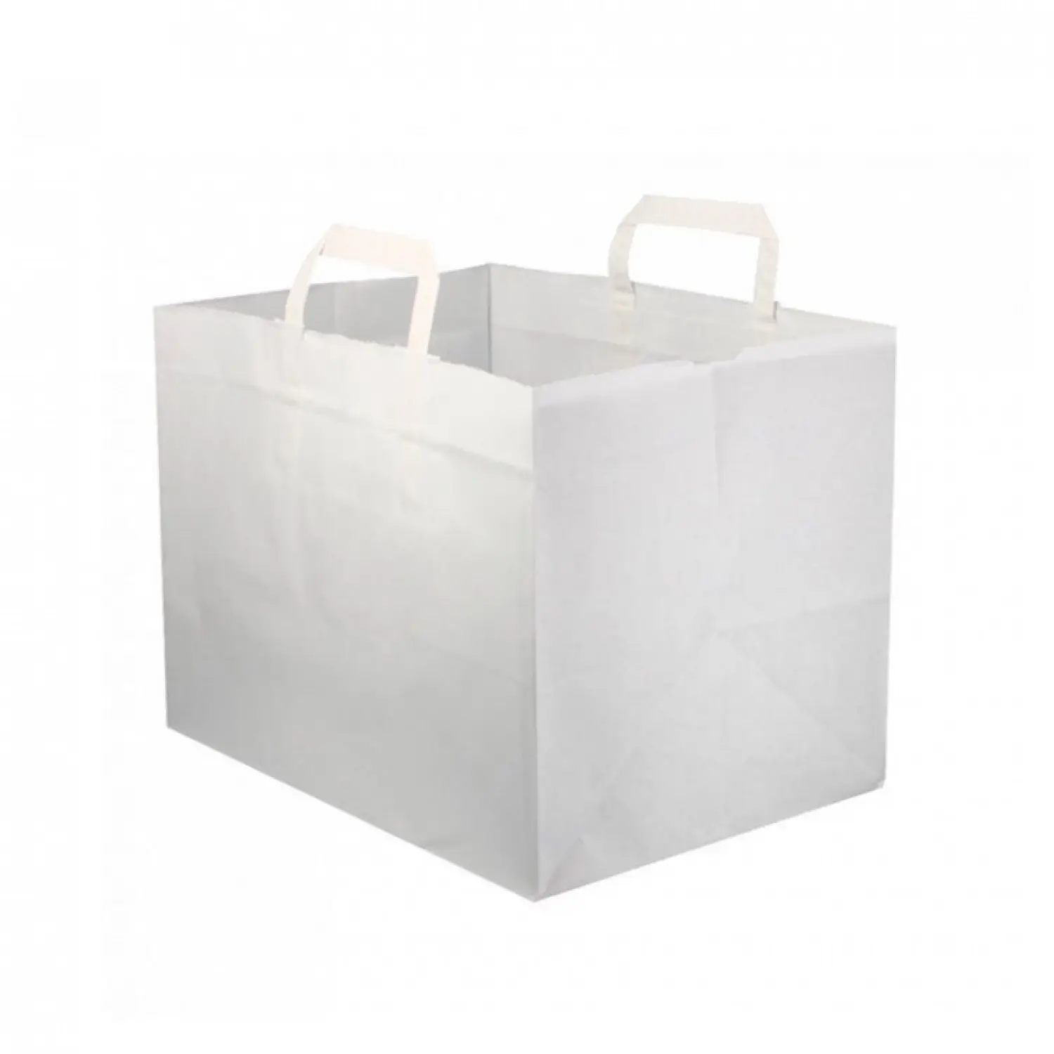 250 Uds. Bolsas de papel blancas anchas asa plana reforzada (32+21x25cm) | Ref: BP12BCO