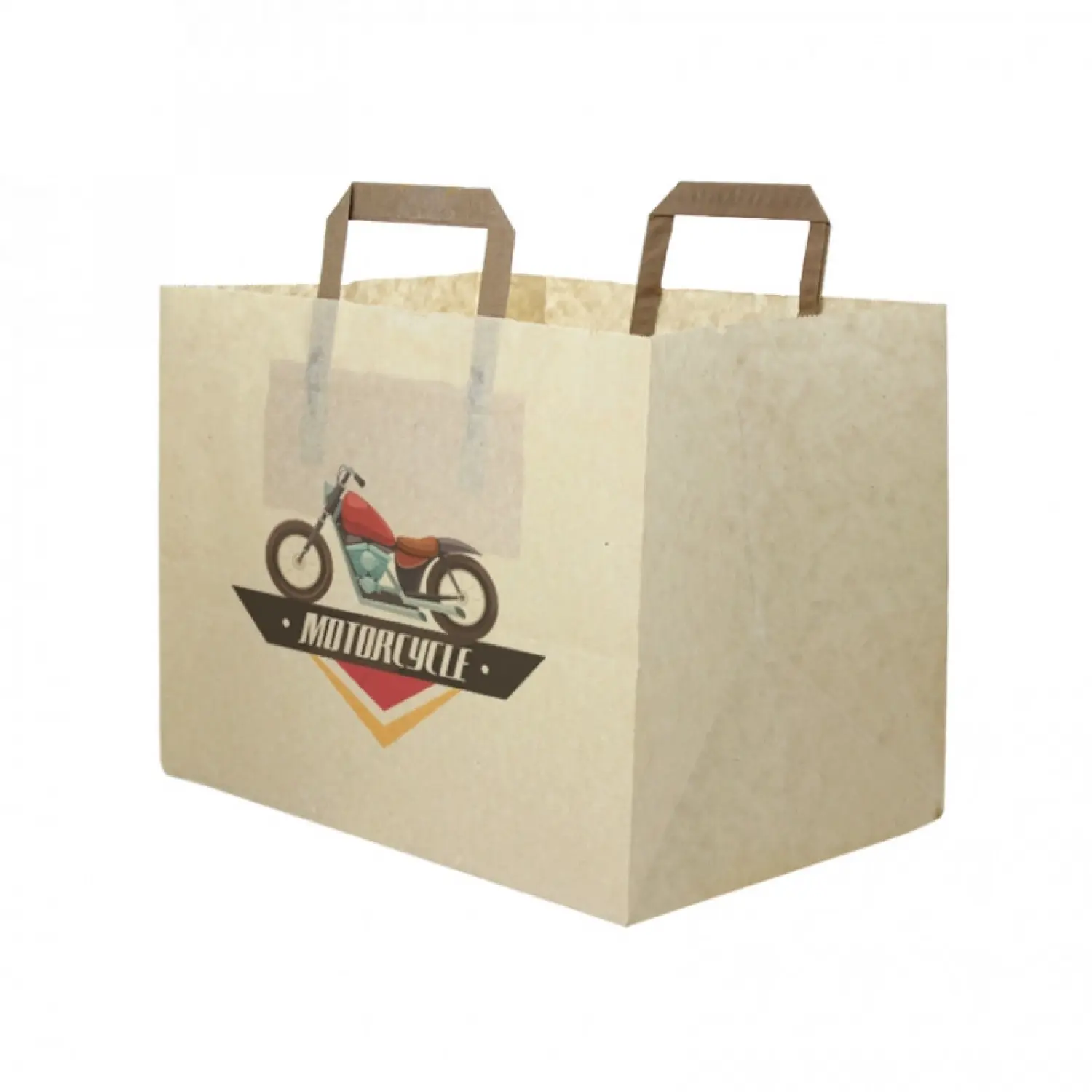 Bolsa Papel Kraft fondo ancho asa plana (32+21x25cm)