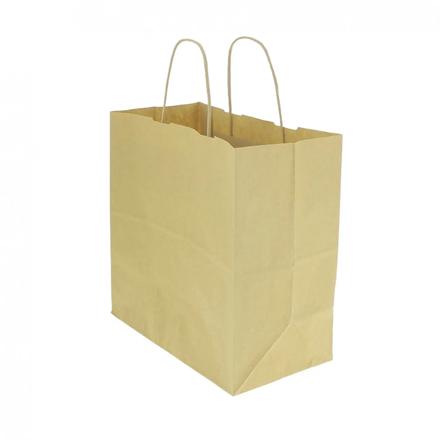 250 unidades. Sacola de papel com alça ondulada Kraft (26+14x27cm) | Ref: BP15