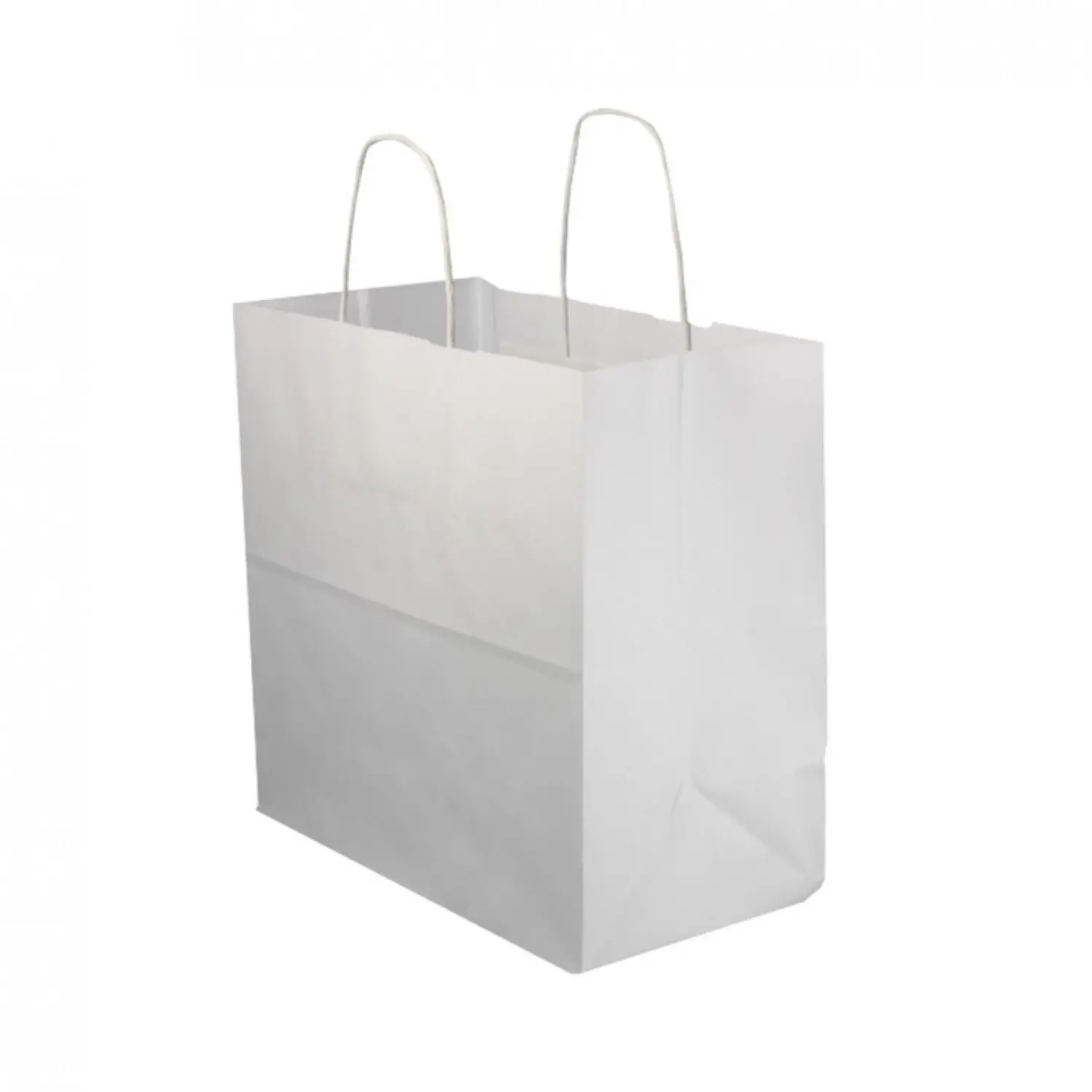 250 Uds. Bolsas de papel blancas asa rizada (26+14x27cm) | Ref: BP15BCO