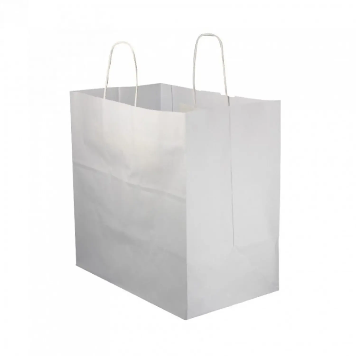 250 Uds. Bolsas de papel blancas con asa rizada (30+18x29cm) | Ref: BP16BCO