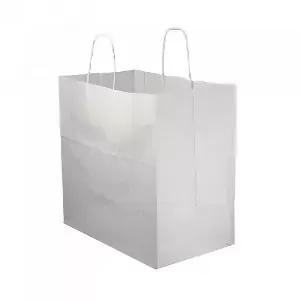 250 Uds. Bolsas de papel blancas con asa rizada (30+18x29cm) | Ref: BP16BCO