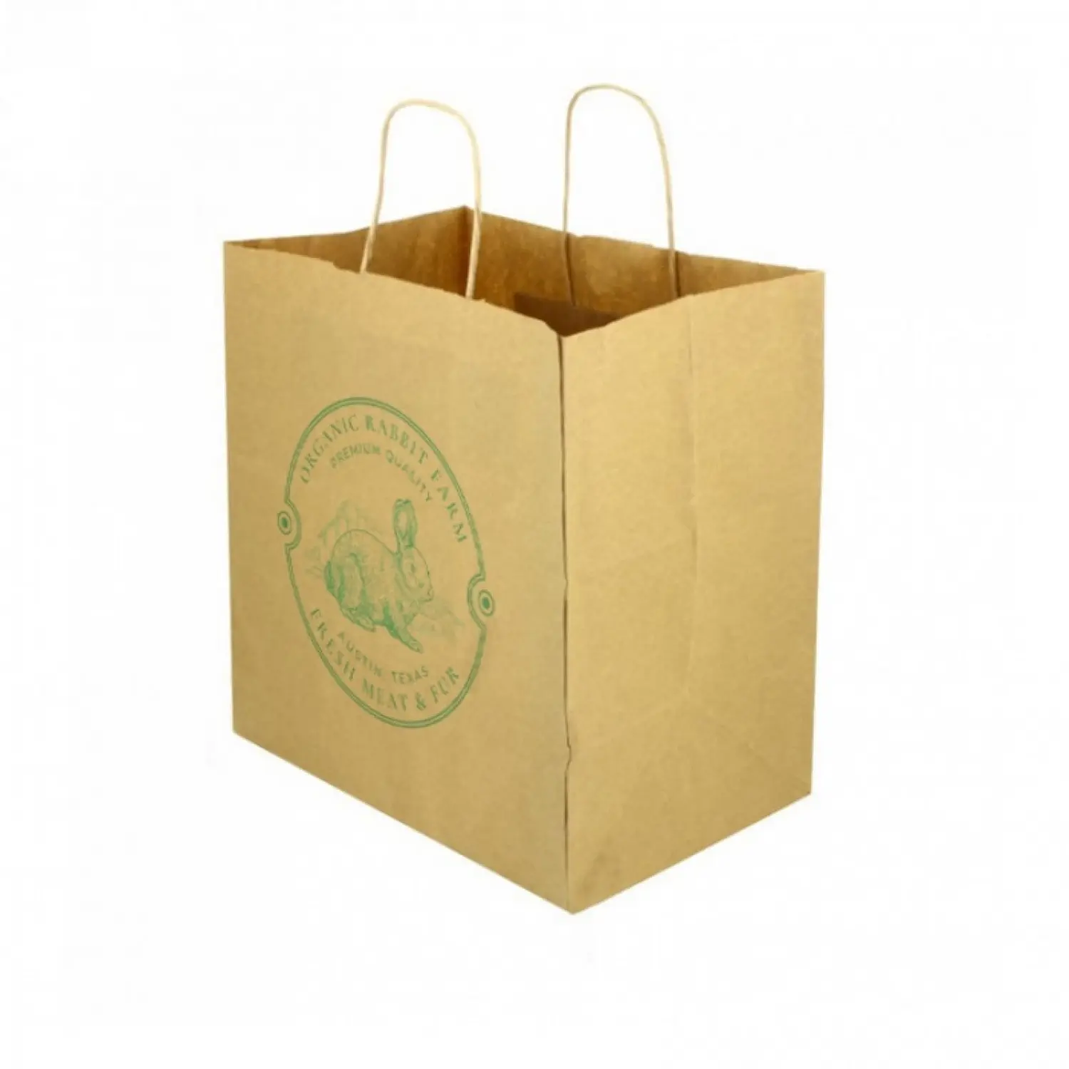Saco de papel Kraft com alça ondulada (30+18x29cm) Impresso em a cores