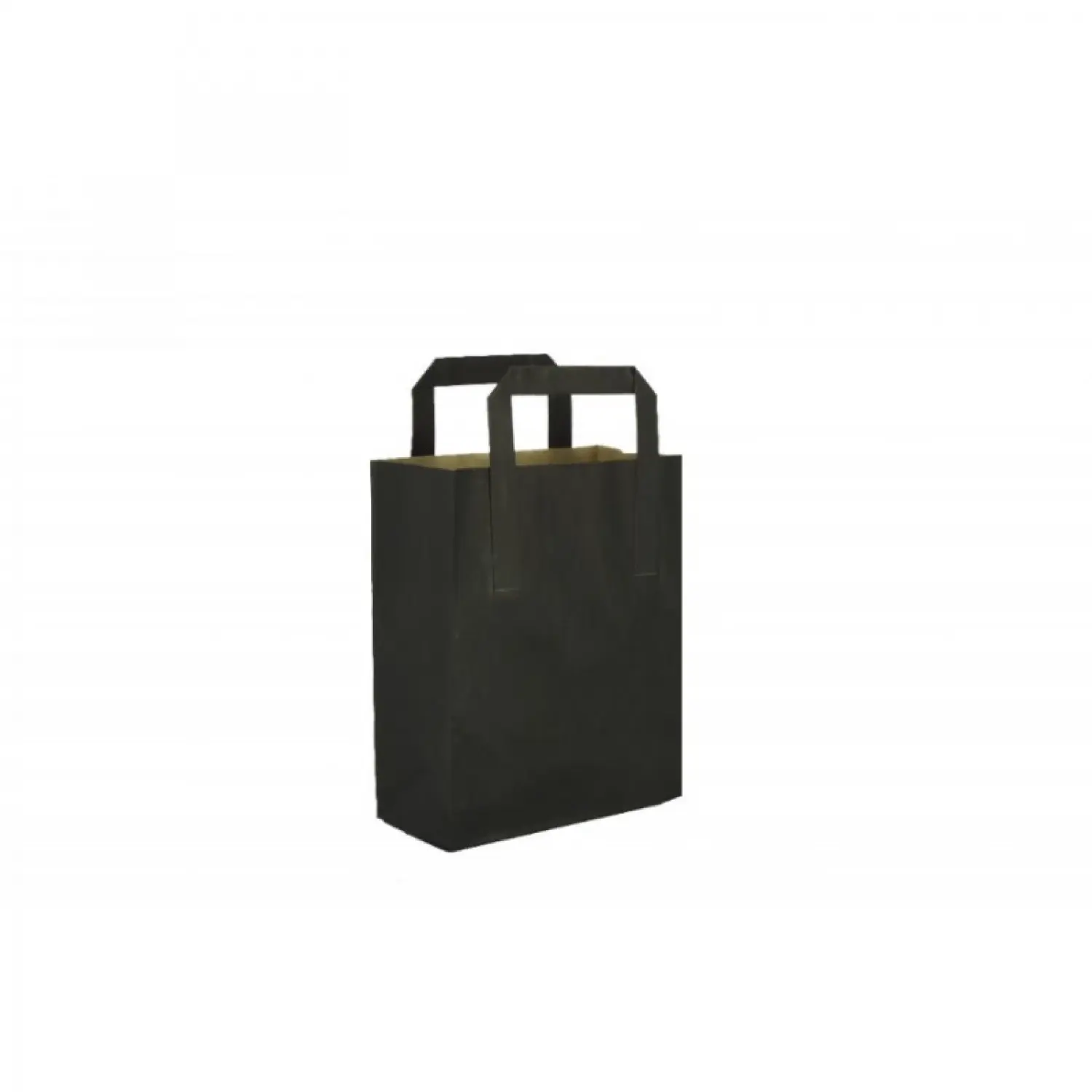 500 unidades. Sacos de papel kraft MINI preto com alça plana (18+9x22cm) | Ref: BP18