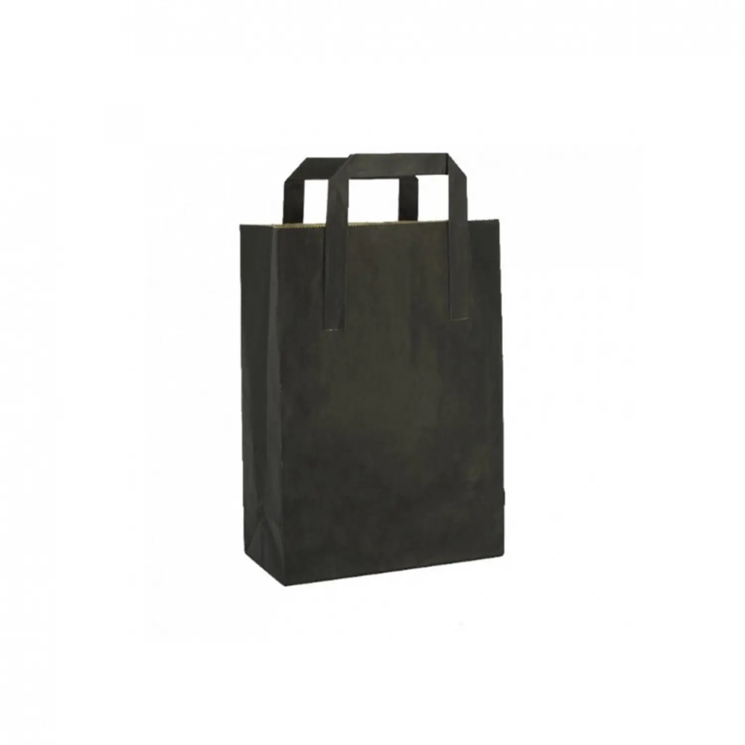 250 unidades. Sacos de papel kraft preto com alça plana (20+10x28cm) | Ref: BP21