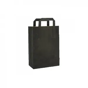 250 Uds. Bolsas de papel kraft negras con asa plana (20+10x28cm) | Ref: BP21