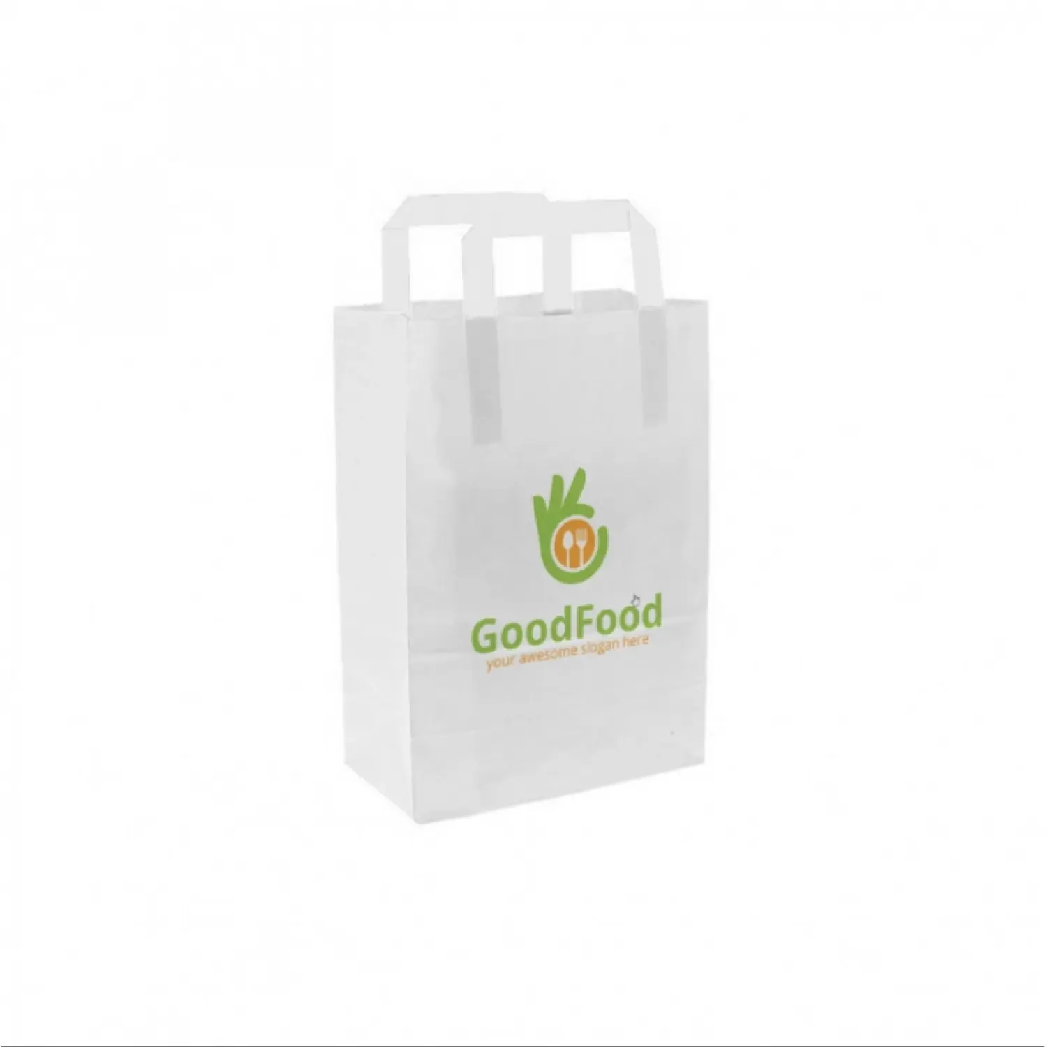 Bolsa de papel blanca con asa plana (20+10x28cm)