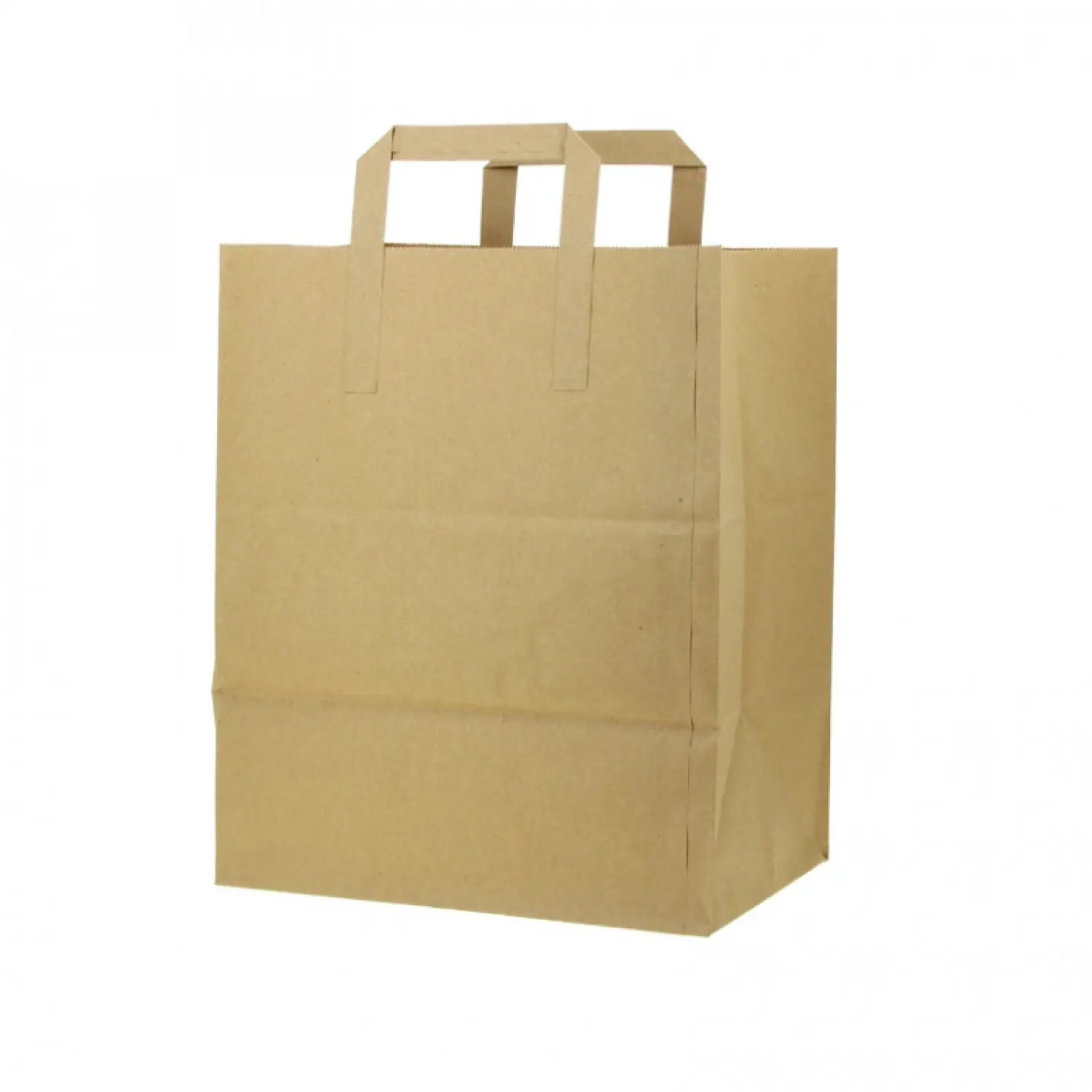 250 unidades. Sacos de papel kraft reciclado com alças planas (26+20x32cm) | Ref: BP8