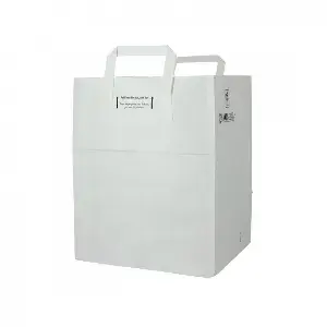 250 unidades. Sacos de papel branco com alças planas (26+20x32cm) | Ref: BP8BCO