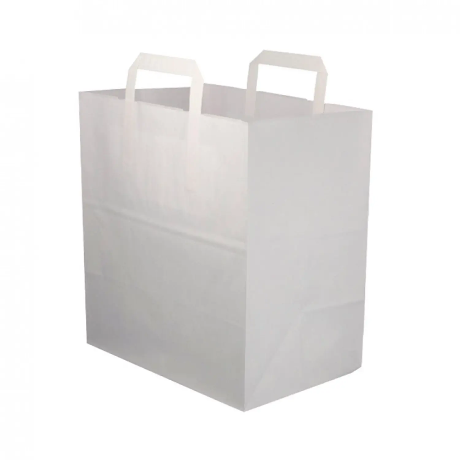 250 unidades. Sacos de papel brancos com alça plana (28+17x29cm) | Ref: BP9BCO