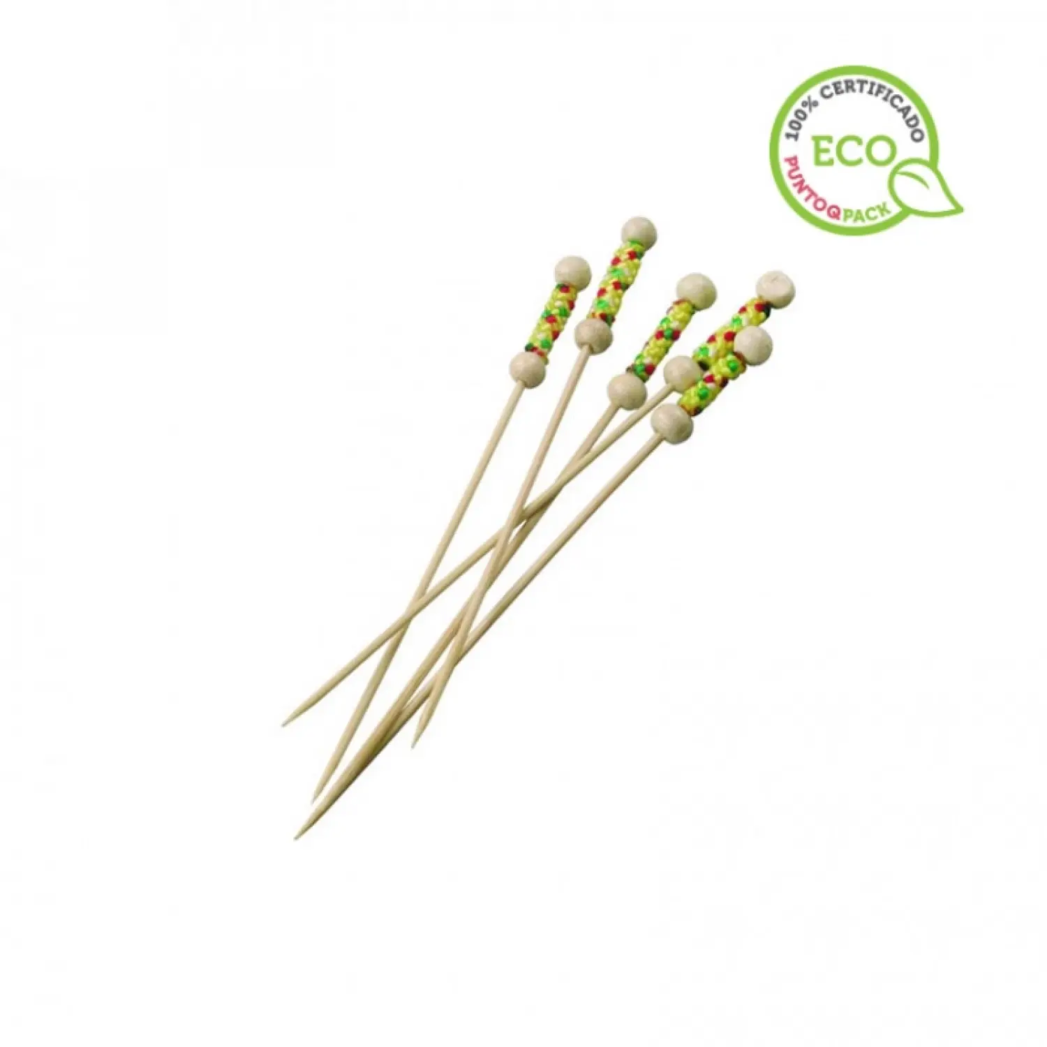 100 unidades de Palitos para espetinhos ECO pérolas amarelas 11 cm | Ref: BTAB59
