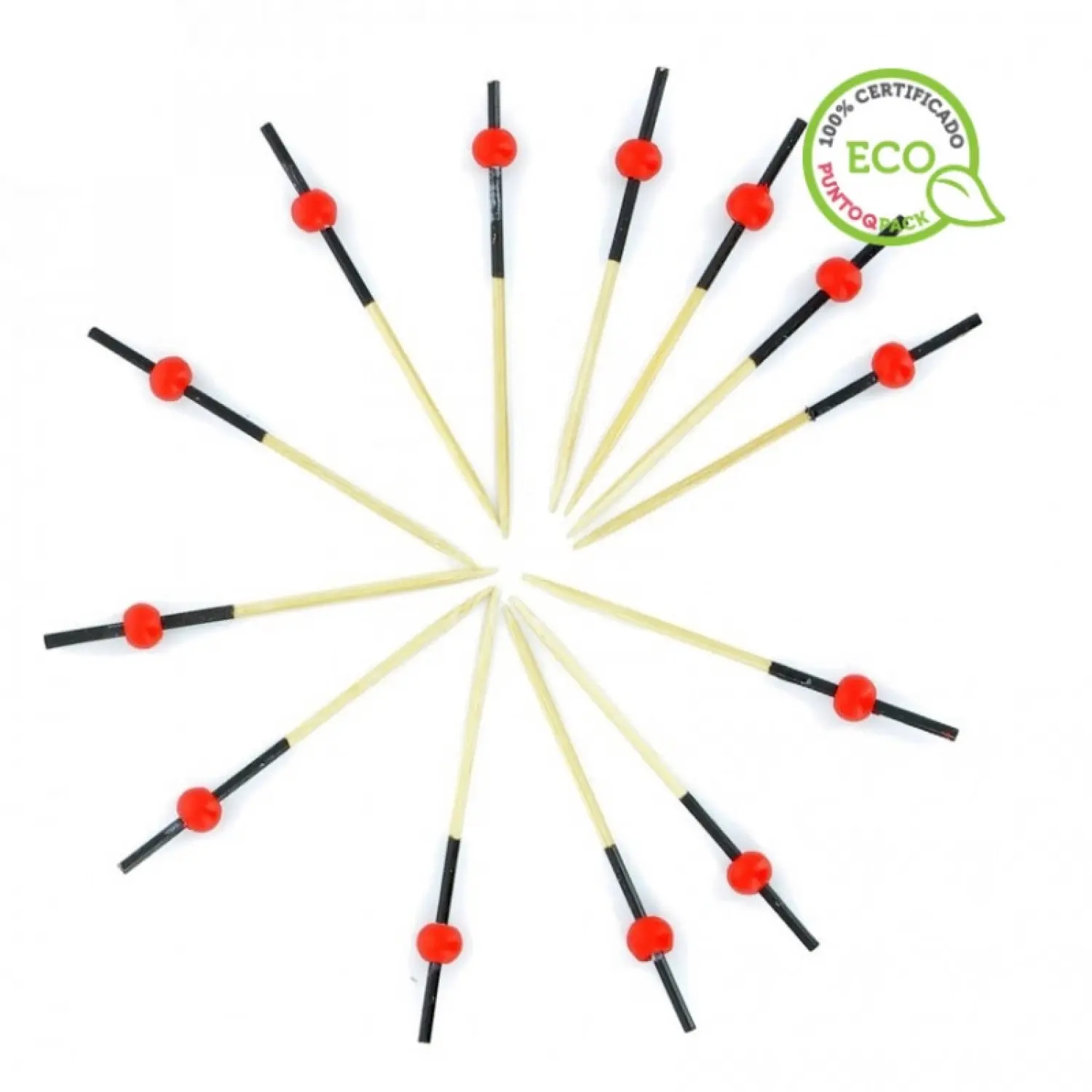 100 Uds. Palillos para brochetas ECO perlas rojas de 7 cm | Ref: BTAB62