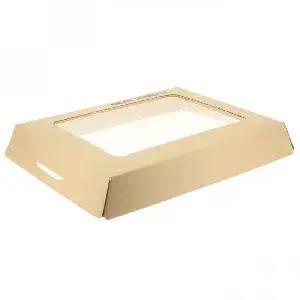 100 Uds. Tapa de cartón con ventana biodegradable (32x24x3 cm) | Ref: CAT006T