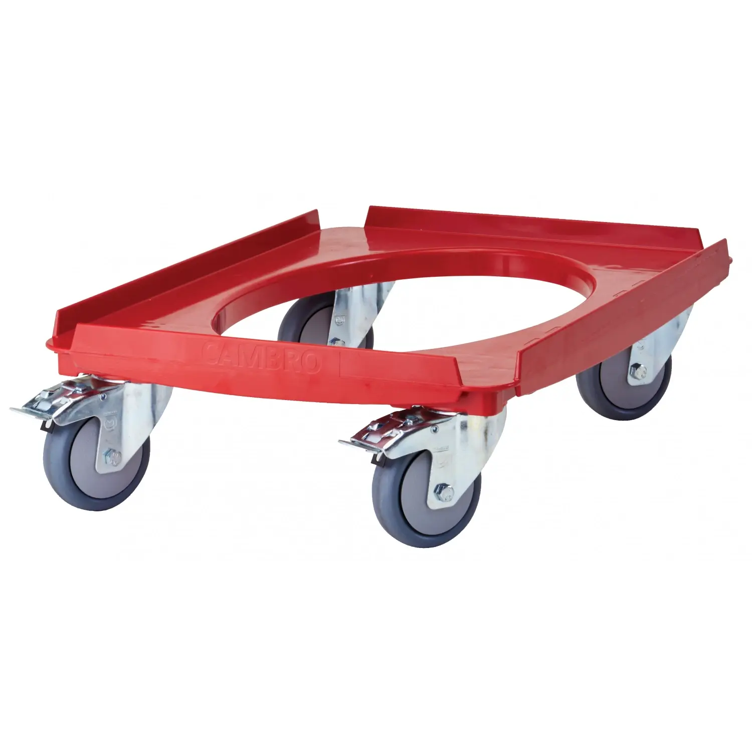 CARRO CAMDOLLY para contenedores CAMGOBOXES GN 1/1 con 4 ruedas giratorias y 2 con frenos 53 x 32,5 x 3,7 cm Rojo