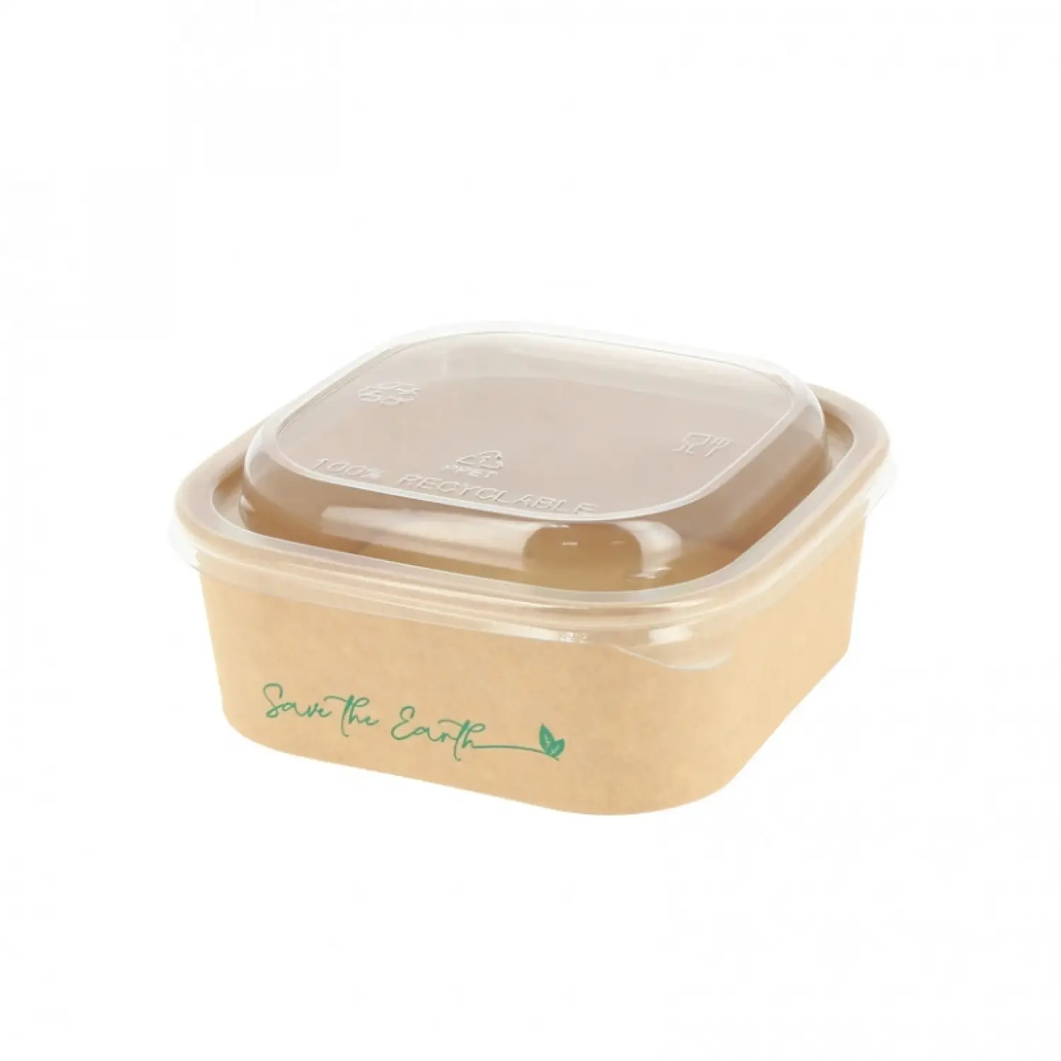 200 Uds. Envases kraft con tapa RPET estancos (500cc) | Ref: COC012