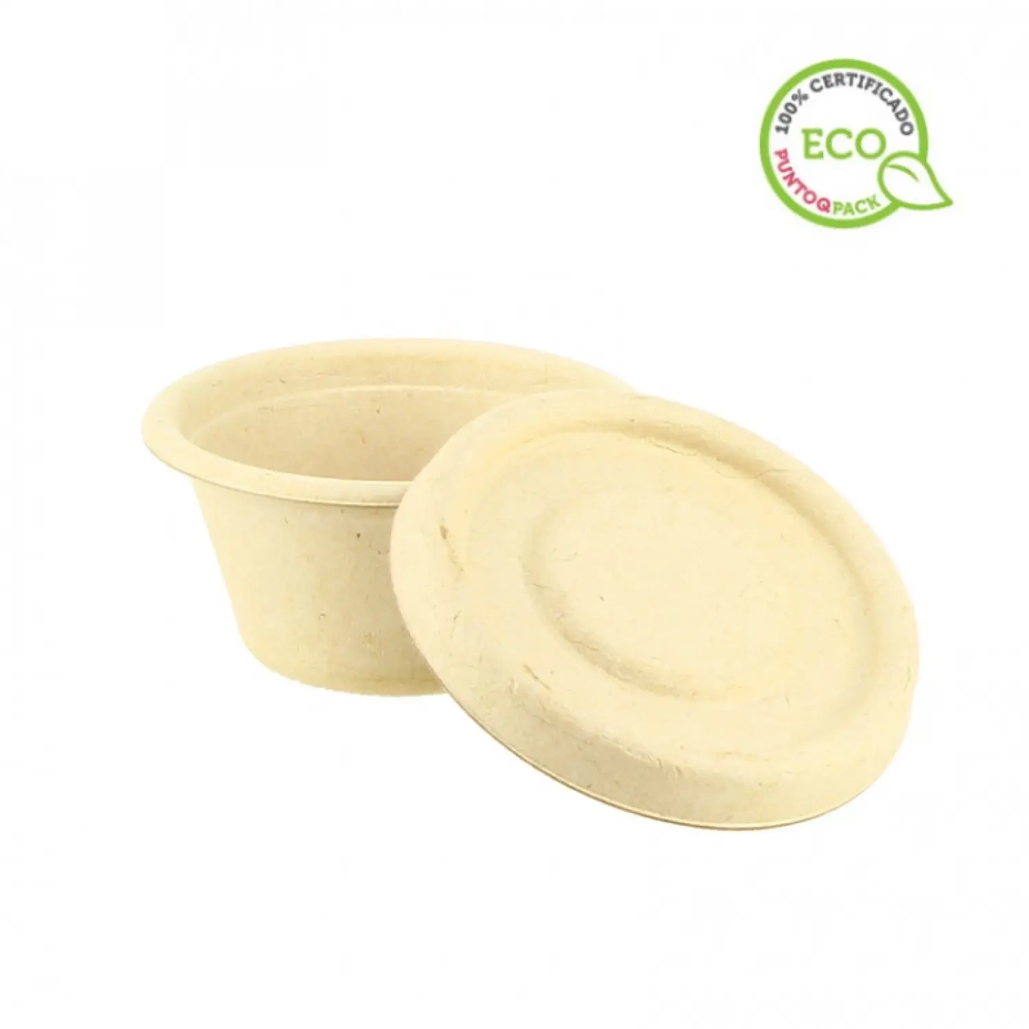 100 Uds. Tarrina salsas de fibra kraft con tapa compostable (60ml) | Ref: CPF014K