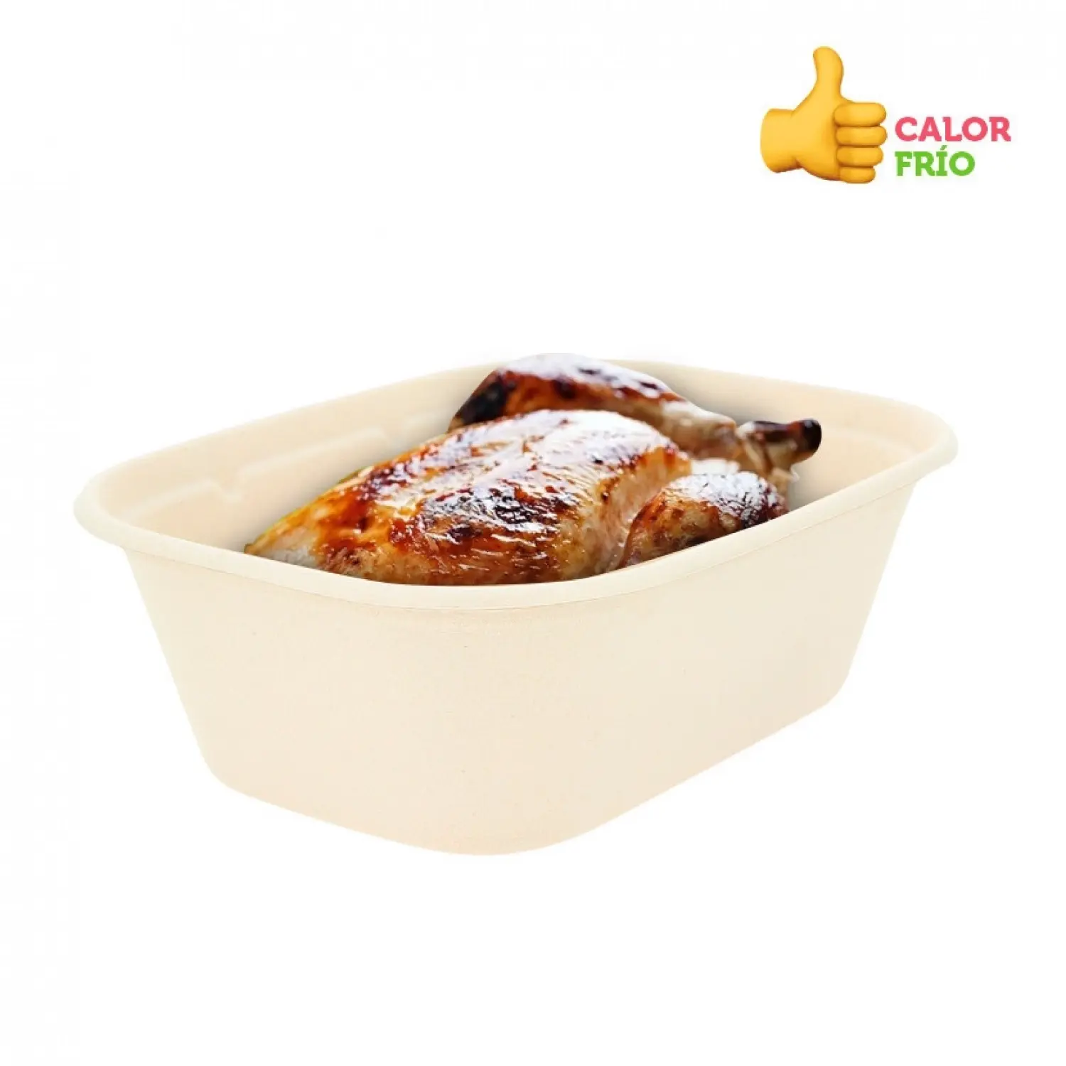 50 unidades. Embalagens biodegradáveis de fibra kraft para frango assado 1300cc | Ref: CPF021