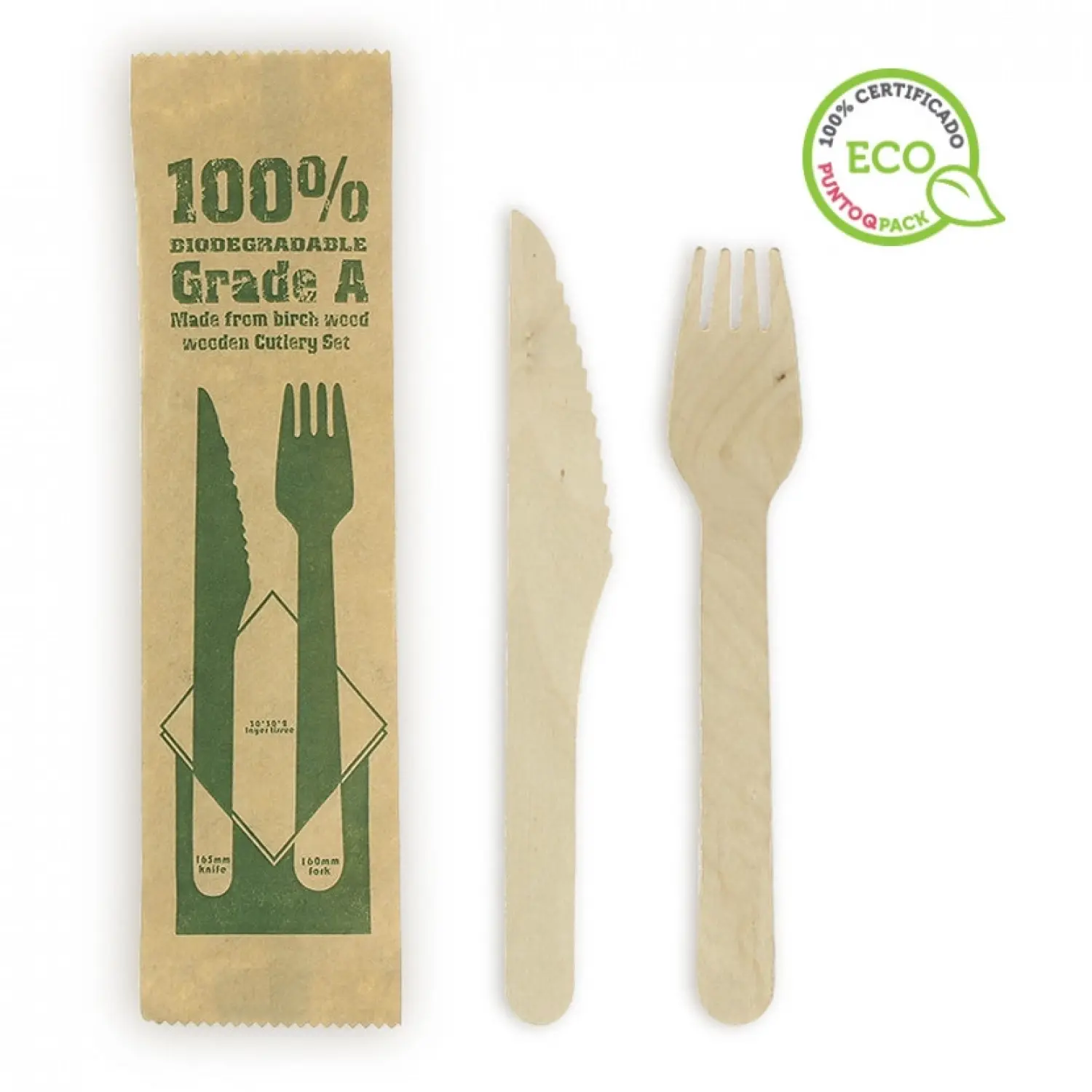 500 Uds. Pack cubiertos de madera 100% biodegradable grado A (16,5cm) | Ref: CUB016