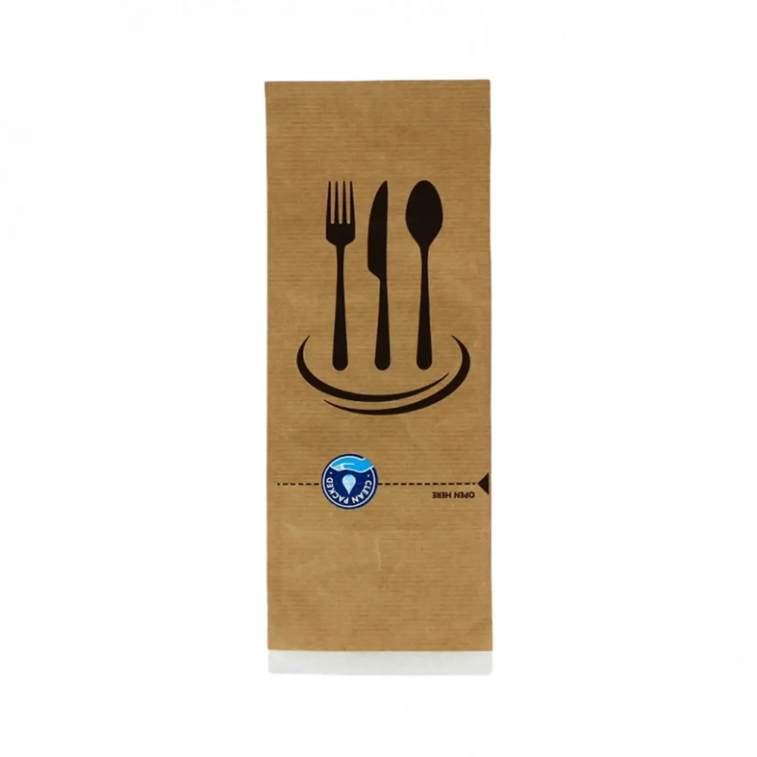 250 Uds. Bolsa para cubiertos con adhesivo inviolable (papel kraft) | Ref: CUB024